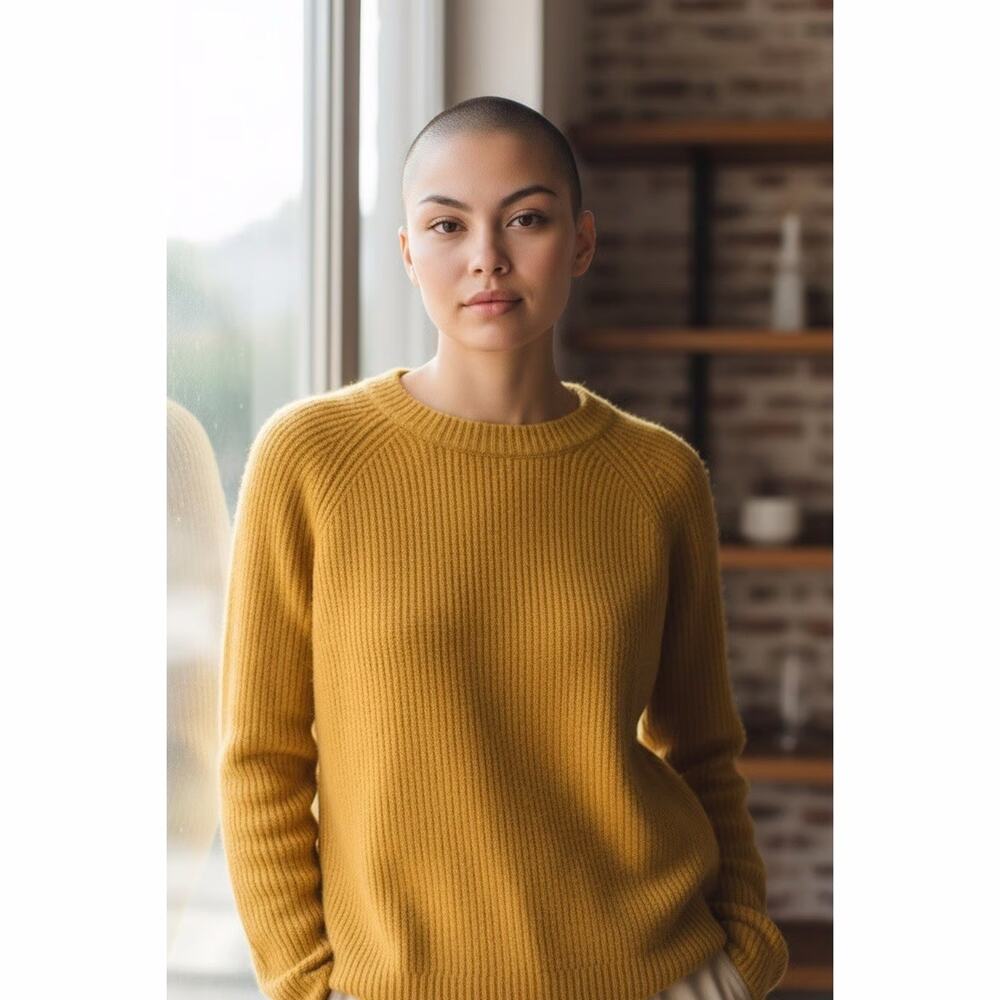 jenni kayne Goldenrod Yellow 100% cashmere fisherman sweater Small